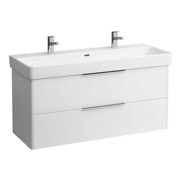LAUFEN BASE Skrinka pod umývadlo, 2 zásuvky, pre umývadlo H814965, 1160x440x530 mm, Biela lesklá 261, H4024921102611