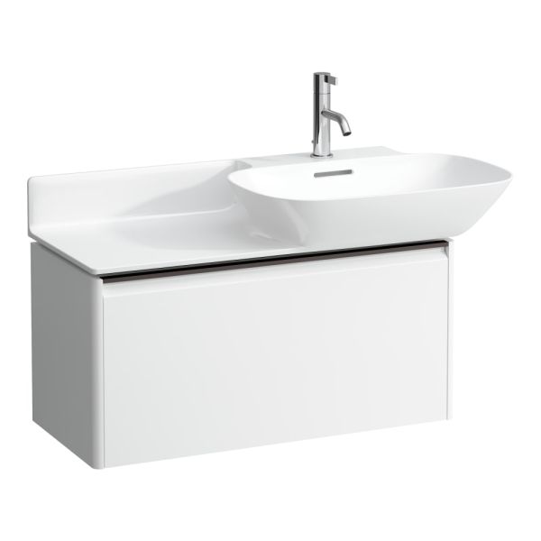 LAUFEN BASE Skrinka pod umývadlo, s 1 zásuvkou, pre umývadlá 813301, 813302, s držiakom z tmavého hliníka, 770x350x360 mm, Biela matná 260, H4030031102601