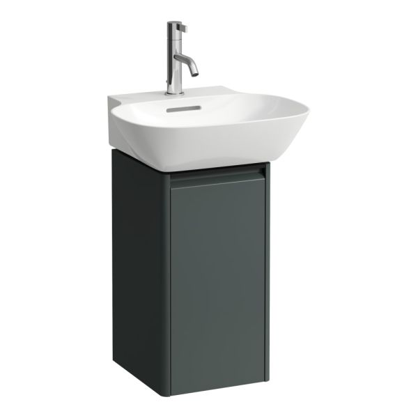 LAUFEN BASE Skrinka pod umývadlo, 1 dvierka, závesy vľavo, 1 vnútorná polička, pre umývadielko 815301, s držiakom z tmavého hliníka, 275x295x515 mm, Šedá traffic 266, H4030131102661