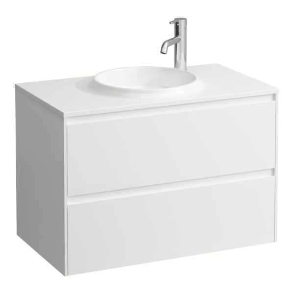 LAUFEN LANI Skrinka pod umývadlo, s 2 zásuvkami, pre umývadlo H814074, z materiálu Marbond, 770x440x515 mm, Biela lesklá 261, H4042621122611