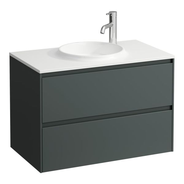 LAUFEN LANI Skrinka pod umývadlo, s 2 zásuvkami, pre umývadlo H814074, z materiálu Marbond, 770x440x515 mm, Šedá traffic 266, H4042621122661