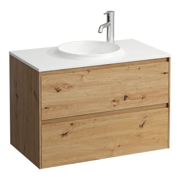 LAUFEN LANI Skrinka pod umývadlo, s 2 zásuvkami, pre umývadlo H814074, z materiálu Marbond, 770x440x515 mm, Divoký dub 267, H4042621122671