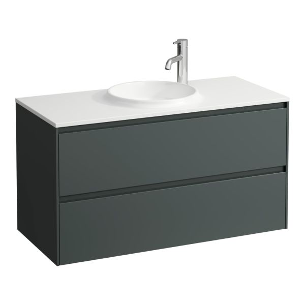 LAUFEN LANI Skrinka pod umývadlo, s 2 zásuvkami, pre umývadlo H814075, z materiálu Marbond, 970x440x515 mm, Šedá traffic 266, H4042721122661