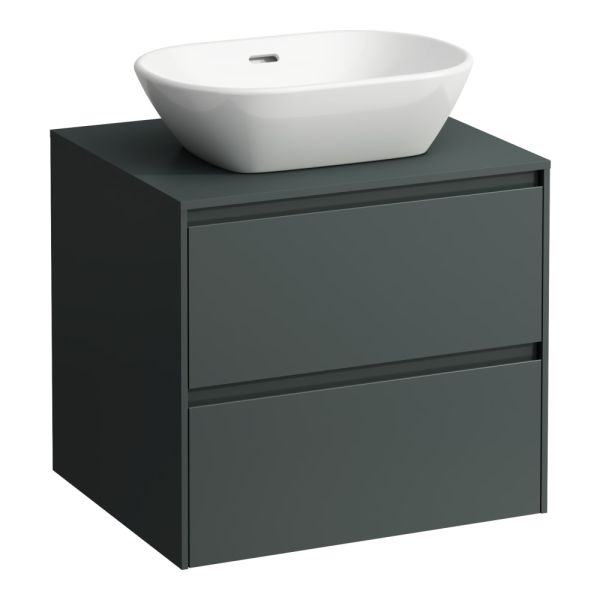 LAUFEN LANI Zásuvkový element 600, s 2 zásuvkami, s výrezom uprostred, top 12 mm, 585x495x525 mm, Šedá traffic 266, H4043011122661