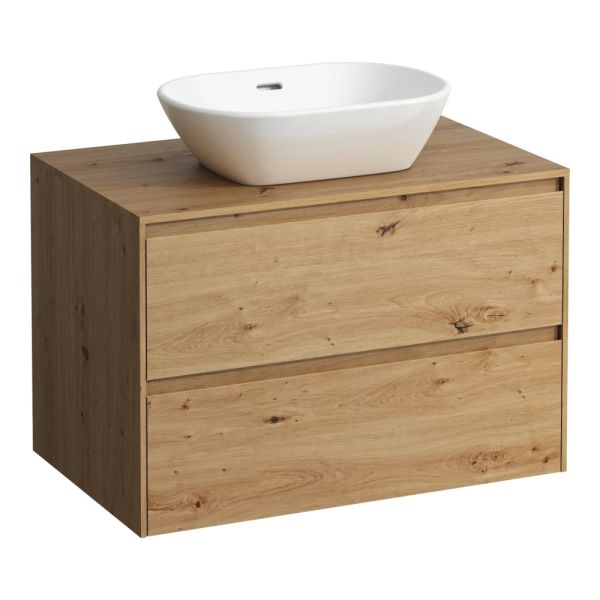 LAUFEN LANI Zásuvkový element 800, s 2 zásuvkami, s výrezom uprostred, top 12 mm, 785x495x525 mm, Divoký dub 267, H4043111122671