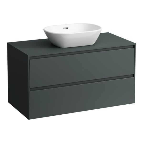 LAUFEN LANI Zásuvkový element 1000, s 2 zásuvkami, s výrezom uprostred, top 12 mm, 985x495x525 mm, Šedá traffic 266, H4043211122661