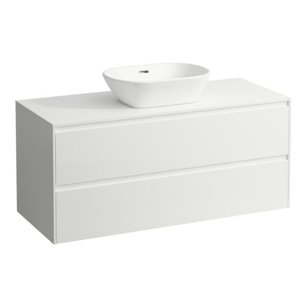 LAUFEN LANI Zásuvkový element 1200, s 2 zásuvkami, s výrezom uprostred, top 12 mm, 1180x495x525 mm, Biela matná 260, H4043311122601