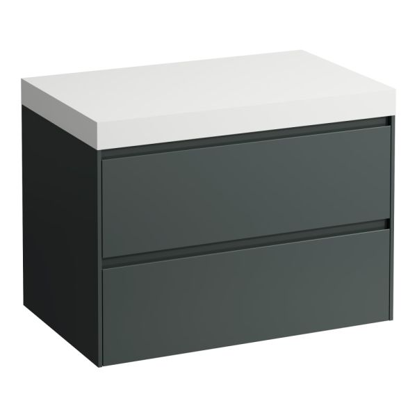 LAUFEN LANI Modulárna zostava 800, umývadlová doska 65 mm (.260 biela matná), bez výrezu, s 2 zásuvkami, 785x495x580 mm, Šedá traffic 266, H4045501122661