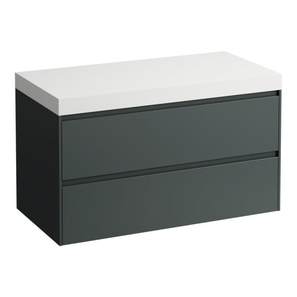 LAUFEN LANI Modulárna zostava 1000, umývadlová doska 65 mm (.260 biela matná), bez výrezu, s 2 zásuvkami, 985x495x580 mm, Šedá traffic 266, H4045601122661