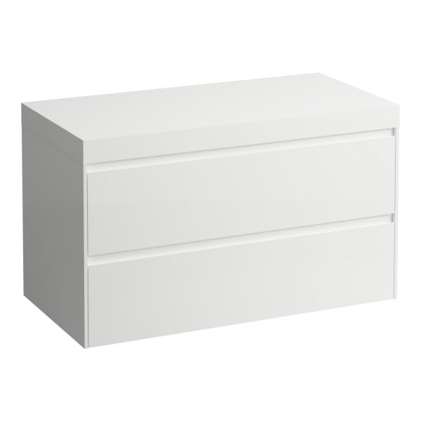 LAUFEN LANI Modulárna zostava 1000, umývadlová doska 65 mm (.260 biela matná), bez výrezu, s 2 zásuvkami, 985x495x580 mm, Špeciálne farby 990, H4045601129901