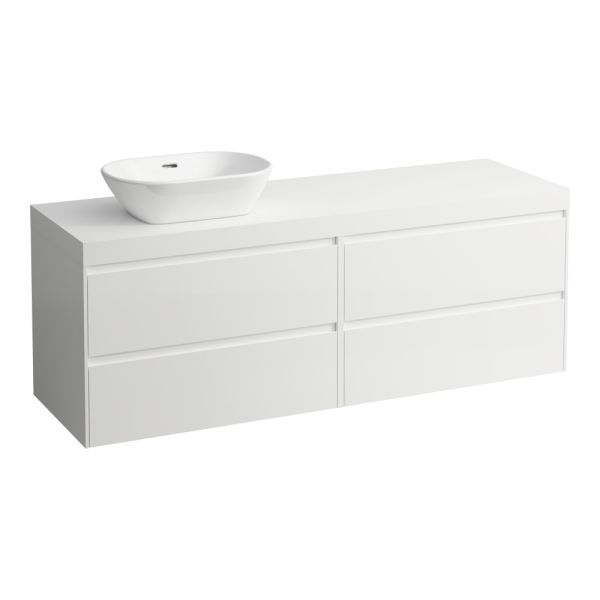 LAUFEN LANI Modulárna zostava 1600, umývadlová doska 65 mm (.260 biela matná), s výrezom vľavo, so 2 zásuvkami: zásuvkový element 800 pravý + zásuvkový element 800 ľavý, 1570x495x580 mm, Špeciálne farby 990, H4045921129901