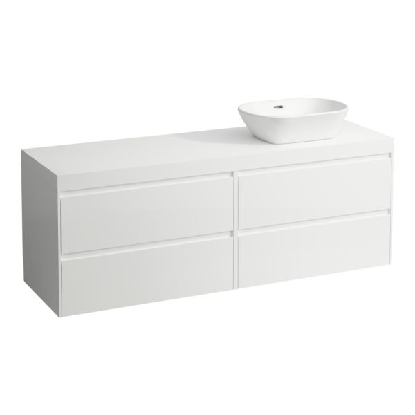 LAUFEN LANI Modulárna zostava 1600, umývadlová doska 65 mm (.260 biela matná), s výrezom vpravo, so 2 zásuvkami: zásuvkový element 800 pravý + zásuvkový element 800 ľavý, 1570x495x580 mm, Biela lesklá 261, H4045931122611