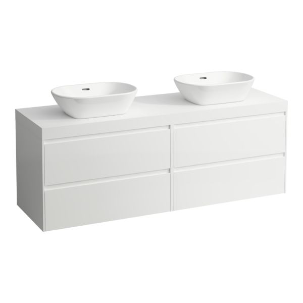 LAUFEN LANI Modulárna zostava 1600, umývadlová doska 65 mm (.260 biela matná), s výrezom vľavo a vpravo, so 2 zásuvkami: zásuvkový element 800 pravý + zásuvkový element 800 ľavý, 1570x495x580 mm, Multicolour farby 999, H4045941129991