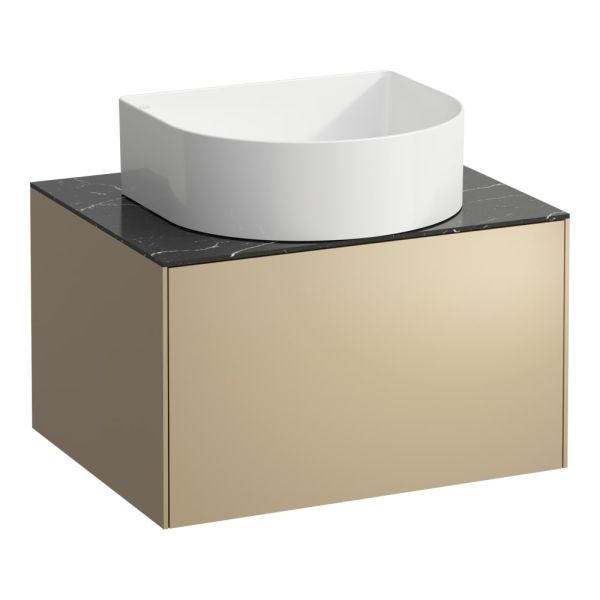 LAUFEN SONAR Skrinka pod umývadlo, s 1 zásuvkou, pre umývadlové misy H812340, H812341, H812342, H812343, s výrezom uprostred, 575x455x340 mm, Zlato & nero marquina 140, H4054010341401