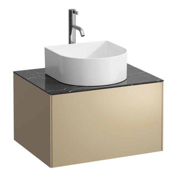 LAUFEN SONAR Skrinka pod umývadlo, s 1 zásuvkou, pre umývadlové misy H812340, H812341, H812342, H812343, s výrezom uprostred vr. otvoru pre batériu uprostred, 575x455x340 mm, Zlato & nero marquina 140, H4054050341401