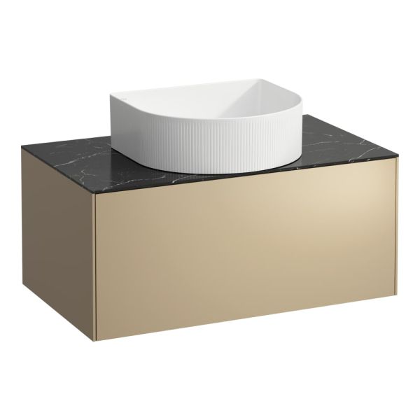 LAUFEN SONAR Skrinka pod umývadlo, s 1 zásuvkou, pre umývadlové misy H812340, H812341, H812342, H812343, s výrezom uprostred, 775x455x340 mm, Zlato & nero marquina 140, H4054110341401
