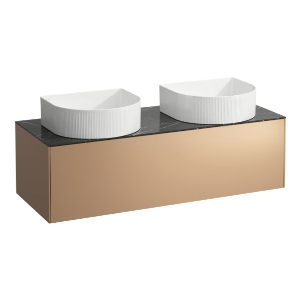 LAUFEN SONAR Skrinka pod umývadlo, s 1 zásuvkou, pre umývadlové misy H812340, H812341, H812342, H812343, s výrezom vľavo a vpravo, 1175x455x340 mm, Meď & nero marquina 141, H4054240341411