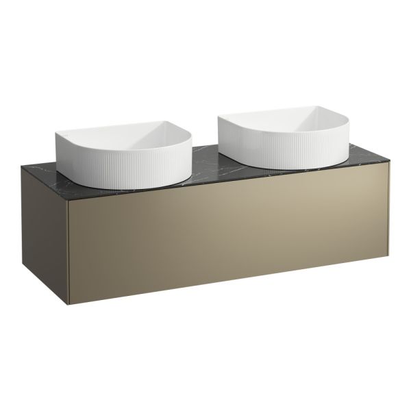 LAUFEN SONAR Skrinka pod umývadlo, s 1 zásuvkou, pre umývadlové misy H812340, H812341, H812342, H812343, s výrezom vľavo a vpravo, 1175x455x340 mm, Titán & nero marquina 142, H4054240341421