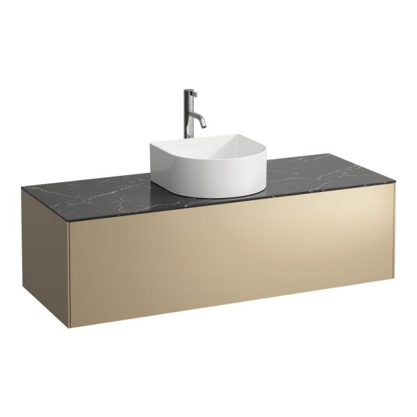 LAUFEN SONAR Skrinka pod umývadlo, s 1 zásuvkou, pre umývadlové misy H812340, H812341, H812342, H812343, s výrezom uprostred vr. otvoru pre batériu uprostred, 1175x455x340 mm, Zlato & nero marquina 140, H4054250341401