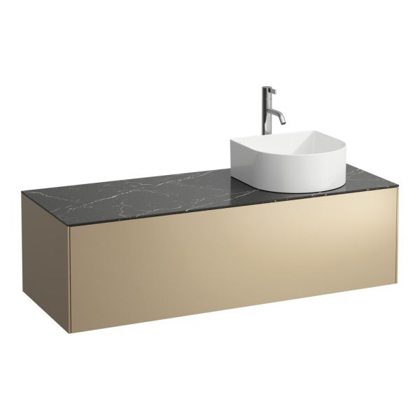 LAUFEN SONAR Skrinka pod umývadlo, s 1 zásuvkou, pre umývadlové misy H812340, H812341, H812342, H812343, s výrezom vpravo vr. otvoru pre batériu uprostred, 1175x455x340 mm, Zlato & nero marquina 140, H4054270341401