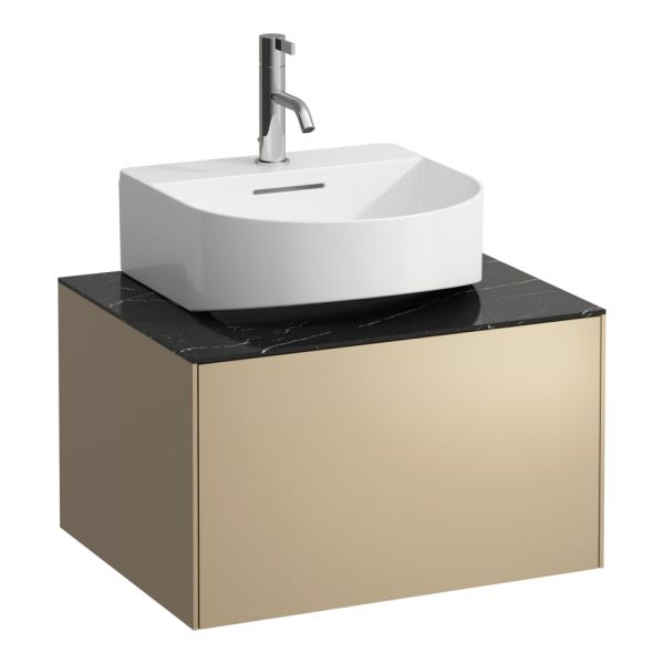 LAUFEN SONAR Skrinka pod umývadlo s 1 zásuvkou, pre umývadielko H816341, s výrezom uprostred, 575x455x340 mm, Zlato & nero marquina 140, H4054310341401