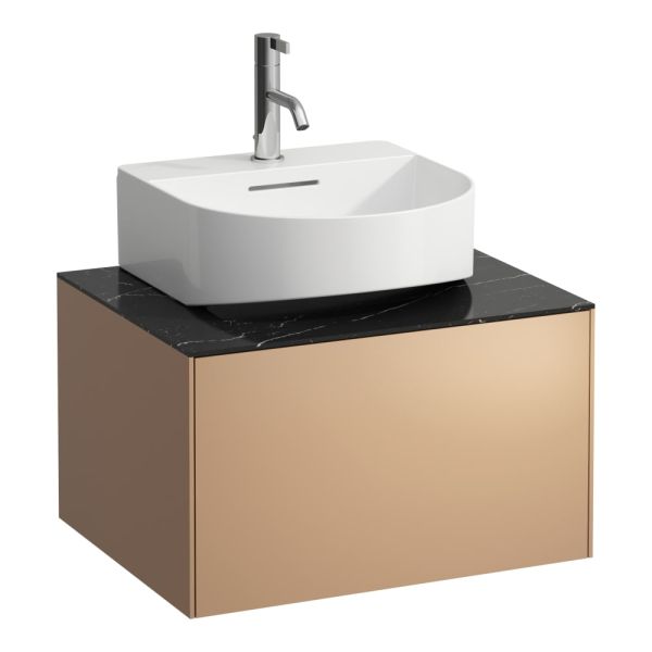 LAUFEN SONAR Skrinka pod umývadlo s 1 zásuvkou, pre umývadielko H816341, s výrezom uprostred, 575x455x340 mm, Meď & nero marquina 141, H4054310341411