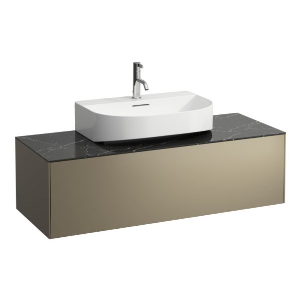 LAUFEN SONAR Skrinka pod umývadlo, s 1 zásuvkou, pre umývadielka H816341/H816342, s výrezom uprostred, 1175x455x340 mm, Titán & nero marquina 142, H4054510341421