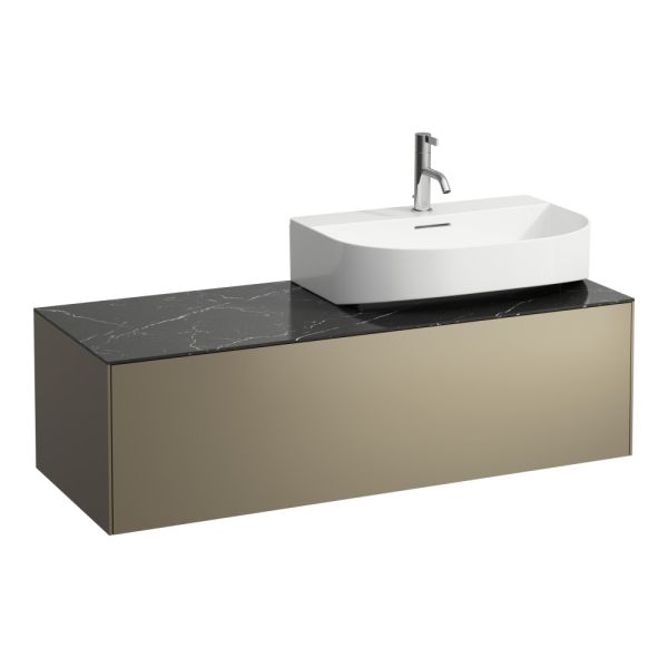 LAUFEN SONAR Skrinka pod umývadlo, s 1 zásuvkou, pre umývadielka H816341/H816342, s výrezom vpravo, 1175x455x340 mm, Titán & nero marquina 142, H4054530341421