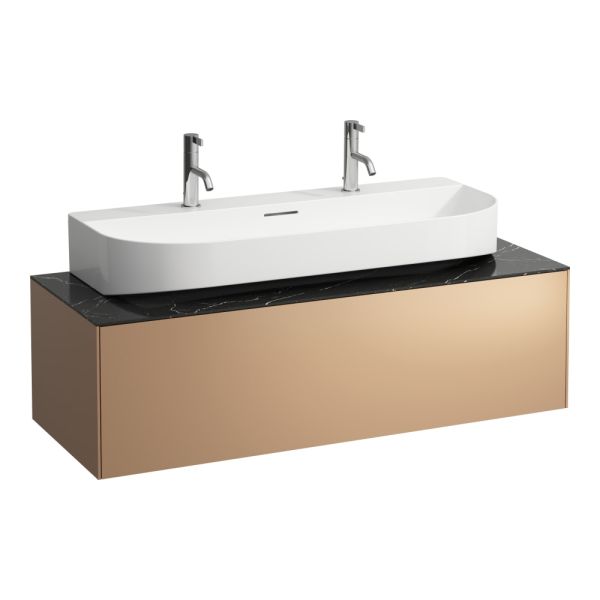 LAUFEN SONAR Skrinka pod umývadlo, s 1 zásuvkou, pre umývadlo H816347, s výrezom uprostred, 1175x455x340 mm, Meď & nero marquina 141, H4054610341411