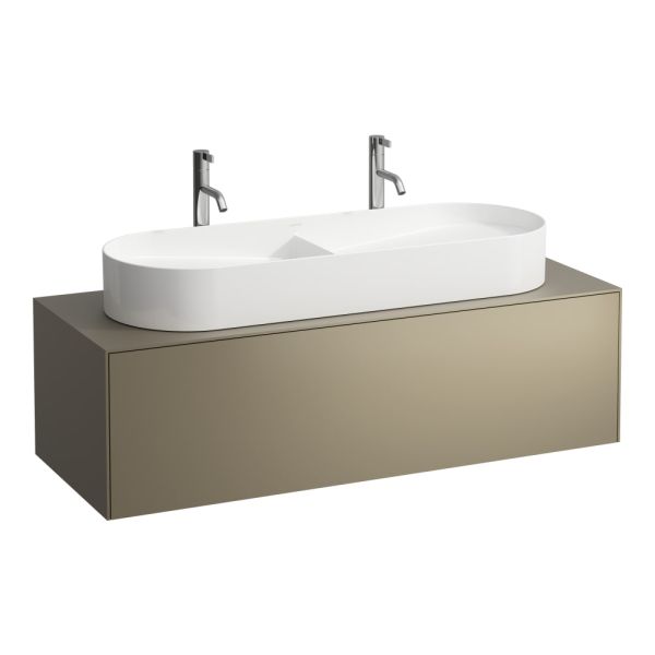 LAUFEN SONAR Skrinka pod umývadlo, s 1 zásuvkou, pre umývadla H812348, H812349, s výrezom uprostred, 1175x455x340 mm, Titán 042, H4054710340421