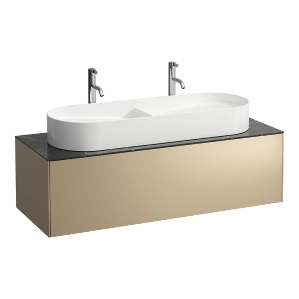 LAUFEN SONAR Skrinka pod umývadlo, s 1 zásuvkou, pre umývadla H812348, H812349, s výrezom uprostred, 1175x455x340 mm, Zlato & nero marquina 140, H4054710341401