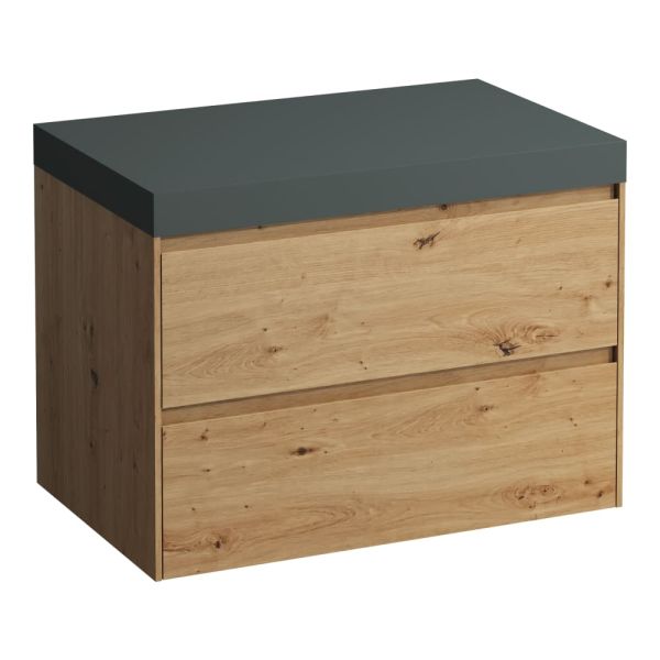 LAUFEN LANI Modulárna zostava 800, umývadlová doska 65 mm (.260 šedá traffic), bez výrezu, s 2 zásuvkami, 785x495x580 mm, Divoký dub 267, H4055501122671