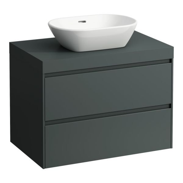 LAUFEN LANI Modulárna zostava 800, umývadlová doska 65 mm (.260 šedá traffic), s 1 výrezom uprostred, s 2 zásuvkami, 785x495x580 mm, Šedá traffic 266, H4055511122661