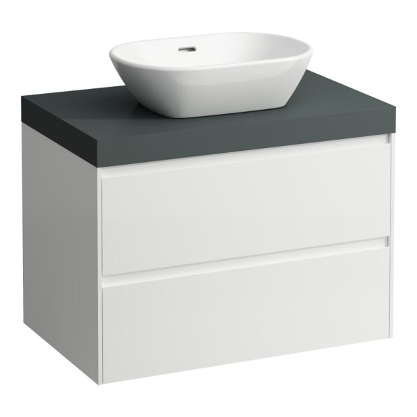 LAUFEN LANI Modulárna zostava 800, umývadlová doska 65 mm (.260 šedá traffic), s 1 výrezom uprostred, s 2 zásuvkami, 785x495x580 mm, Multicolour farby 999, H4055511129991