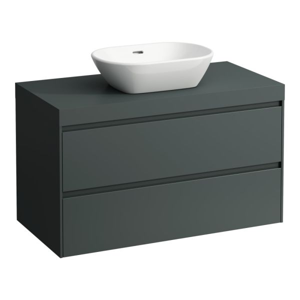 LAUFEN LANI Modulárna zostava 1000, umývadlová doska 65 mm (.260 šedá traffic), s 1 výrezom uprostred, s 2 zásuvkami, 985x495x580 mm, Šedá traffic 266, H4055611122661