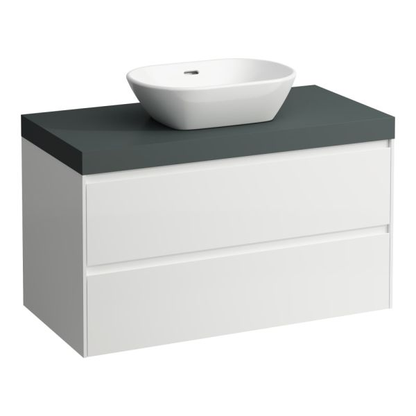 LAUFEN LANI Modulárna zostava 1000, umývadlová doska 65 mm (.260 šedá traffic), s 1 výrezom uprostred, s 2 zásuvkami, 985x495x580 mm, Multicolour farby 999, H4055611129991