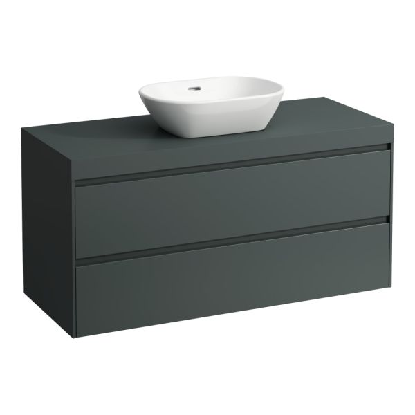 LAUFEN LANI Modulárna zostava 1200, umývadlová doska 65 mm (.260 šedá traffic), s 1 výrezom uprostred, s 2 zásuvkami, 1185x495x580 mm, Šedá traffic 266, H4055711122661