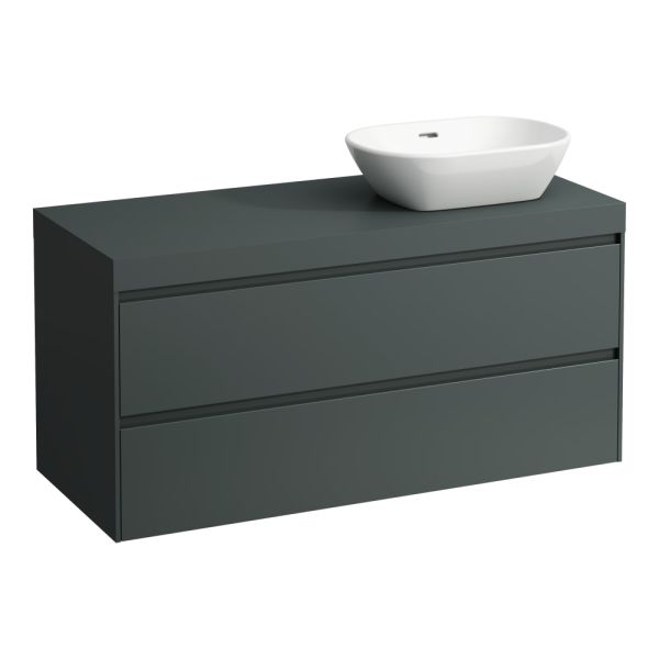 LAUFEN LANI Modulárna zostava 1200, umývadlová doska 65 mm (.260 šedá traffic), s výrezom vpravo, s 2 zásuvkami, 1185x495x580 mm, Šedá traffic 266, H4055731122661