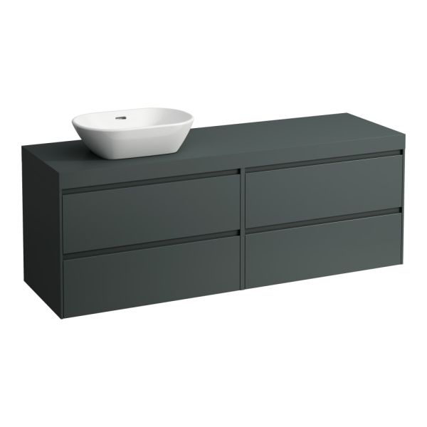 LAUFEN LANI Modulárna zostava 1600, umývadlová doska 65 mm (.260 šedá traffic), s výrezom vľavo, so 2 zásuvkami: zásuvkový element 800 pravý + zásuvkový element 800 ľavý, 1570x495x580 mm, Šedá traffic 266, H4055921122661