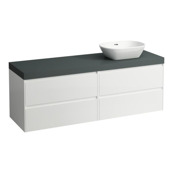LAUFEN LANI Modulárna zostava 1600, umývadlová doska 65 mm (.260 šedá traffic), s výrezom vpravo, so 2 zásuvkami: zásuvkový element 800 pravý + zásuvkový element 800 ľavý, 1570x495x580 mm, Špeciálne farby 990, H4055931129901