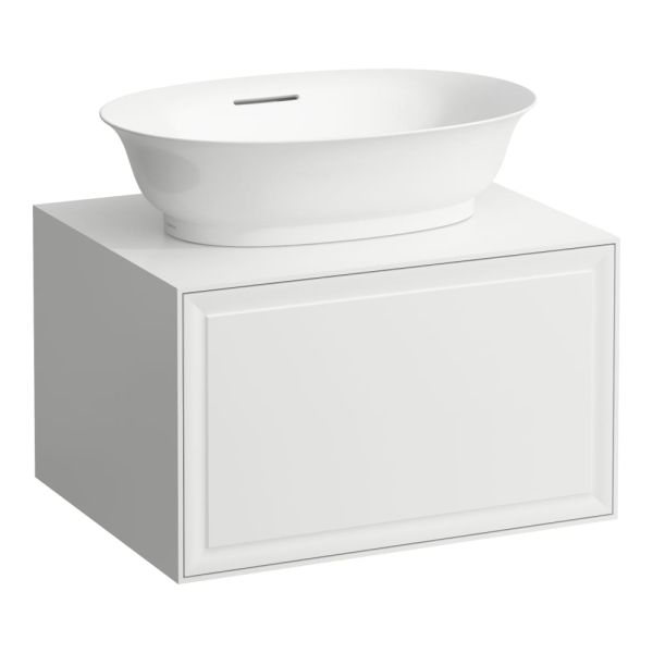 LAUFEN THE NEW CLASSIC Skrinka pod umývadlo 600, s 1 zásuvkou, s výrezom uprostred, pre umývadlové misy H812850/H812851/H812852/H812853, 575x455x345 mm, Biela lakovaná 631, H4060010856311