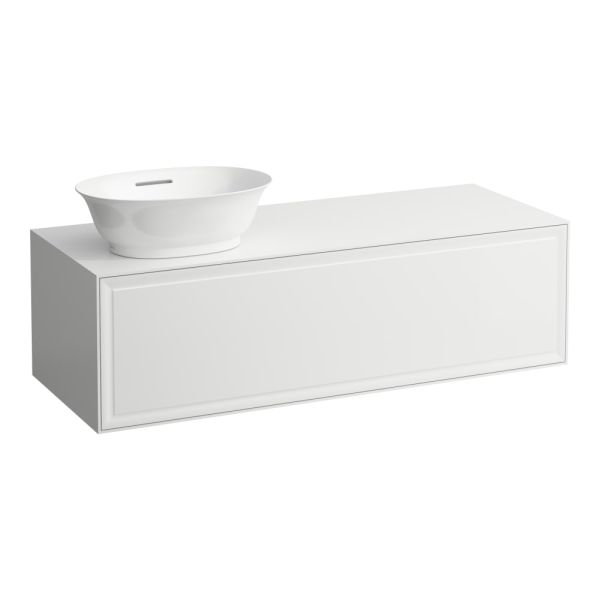 LAUFEN THE NEW CLASSIC Skrinka pod umývadlo, s 1 zásuvkou, s výrezom vľavo, pre umývadlové misy 812850, 812851, 812852, 812853, 1175x455x345 mm, Biela matná 170, H4060810851701