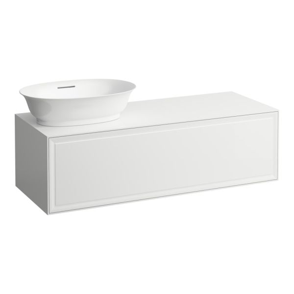 LAUFEN THE NEW CLASSIC Skrinka pod umývadlo, s 1 zásuvkou, s výrezom vľavo, pre umývadlové misy 812850, 812851, 812852, 812853, 1175x455x345 mm, Biela lakovaná 631, H4060810856311