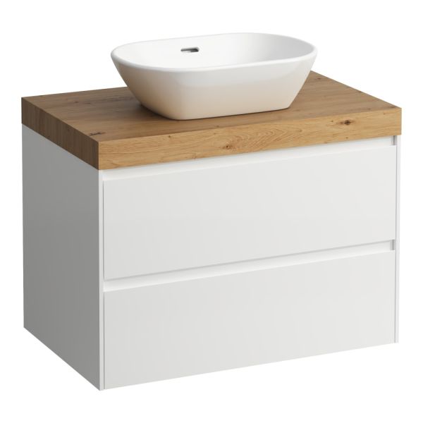 LAUFEN LANI Modulárna zostava 800, umývadlová doska 65 mm (.267 divoký dub), s 1 výrezom uprostred, s 2 zásuvkami, 785x495x580 mm, Špeciálne farby 990, H4065511129901