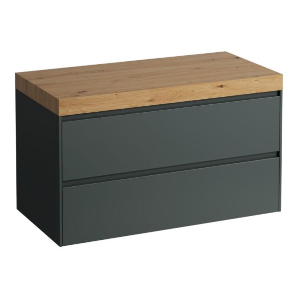 LAUFEN LANI Modulárna zostava 1000, umývadlová doska 65 mm (.267 divoký dub), bez výrezu, s 2 zásuvkami, 985x495x580 mm, Šedá traffic 266, H4065601122661