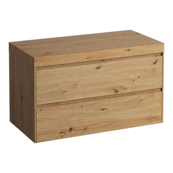 LAUFEN LANI Modulárna zostava 1000, umývadlová doska 65 mm (.267 divoký dub), bez výrezu, s 2 zásuvkami, 985x495x580 mm, Divoký dub 267, H4065601122671