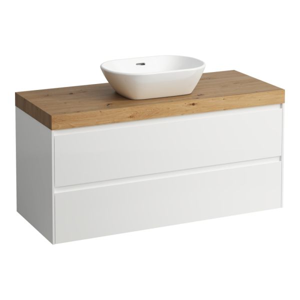 LAUFEN LANI Modulárna zostava 1200, umývadlová doska 65 mm (.267 divoký dub), s 1 výrezom uprostred, s 2 zásuvkami, 1185x495x580 mm, Multicolour farby 999, H4065711129991