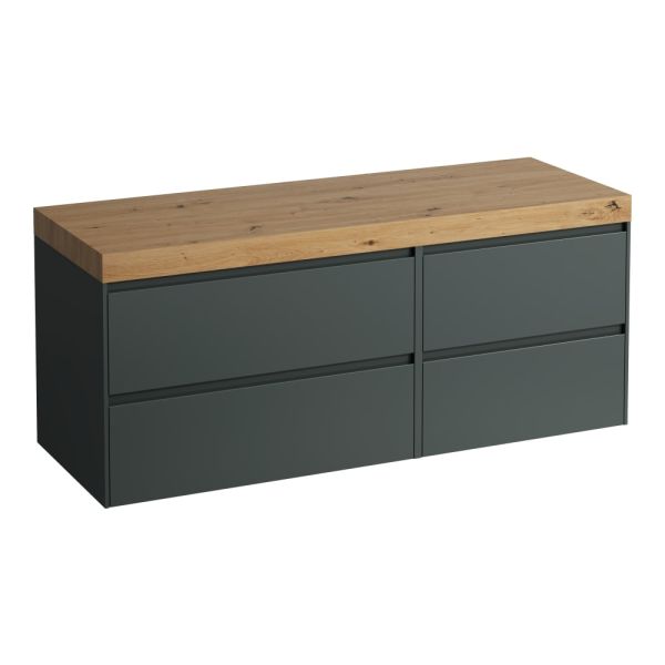 LAUFEN LANI Modulárna zostava 1400, umývadlová doska 65 mm (.267 divoký dub), bez výrezu, so 2 zásuvkami: zásuvkový element 800 + zásuvkový element 600, 1370x495x580 mm, Šedá traffic 266, H4065801122661