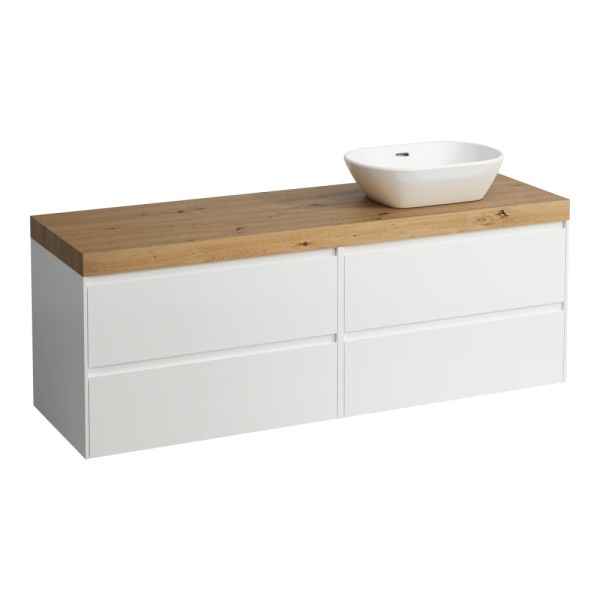 LAUFEN LANI Modulárna zostava 1600, umývadlová doska 65 mm (.267 divoký dub), s výrezom vpravo, so 2 zásuvkami: zásuvkový element 800 pravý + zásuvkový element 800 ľavý, 1570x495x580 mm, Biela matná 260, H4065931122601