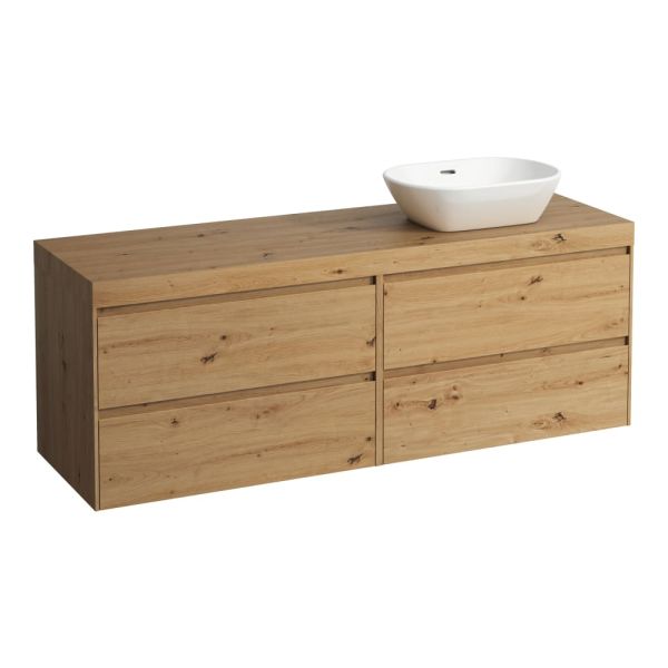 LAUFEN LANI Modulárna zostava 1600, umývadlová doska 65 mm (.267 divoký dub), s výrezom vpravo, so 2 zásuvkami: zásuvkový element 800 pravý + zásuvkový element 800 ľavý, 1570x495x580 mm, Divoký dub 267, H4065931122671